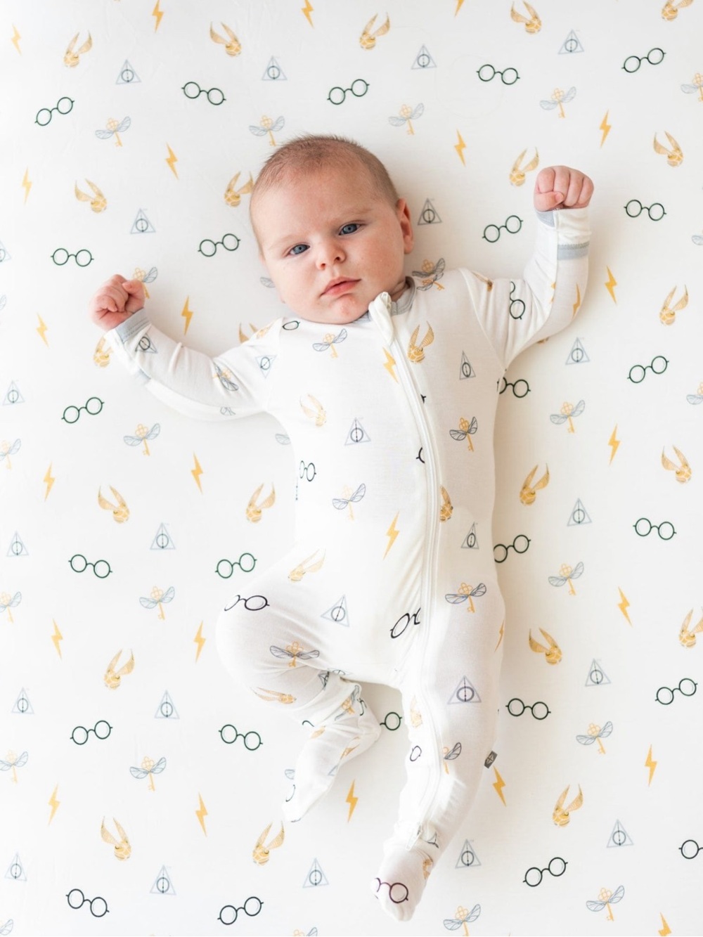 Kyte BABY Harry Potter Cream Bamboo crib Sheet with Icon Print NWOT